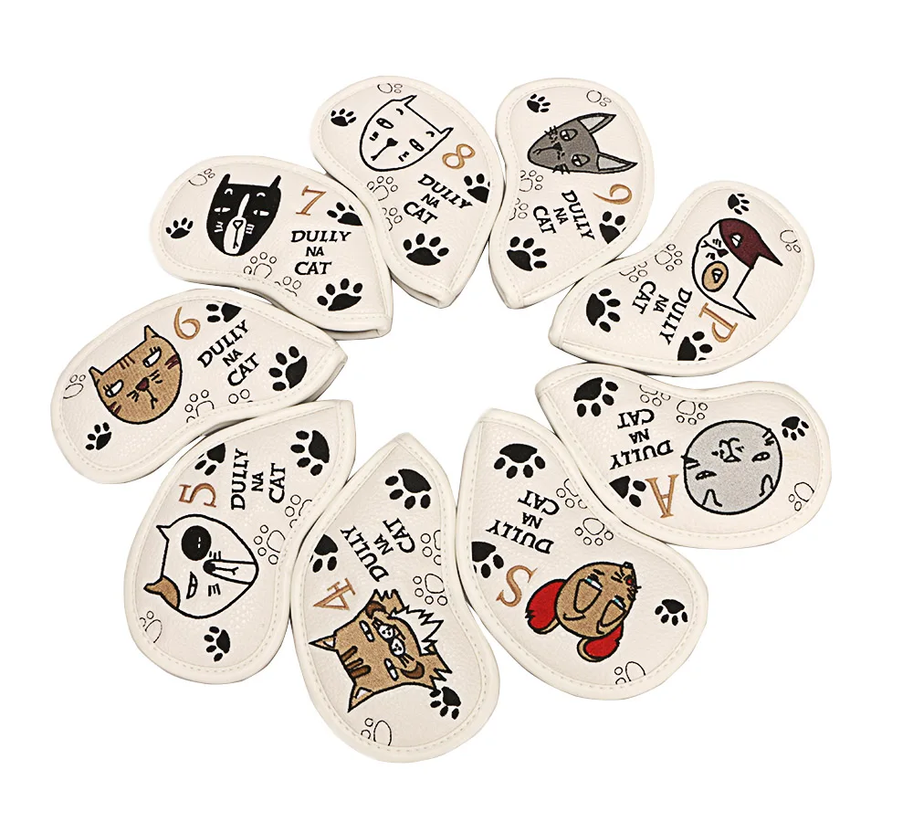 9 шт. головные уборы для гольф-клуба кепка мультяшная Кепка с милым ленивым котом