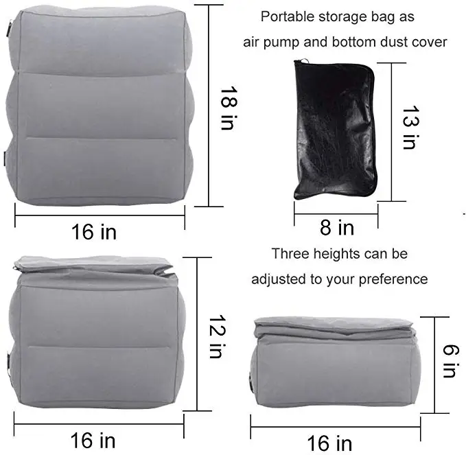 Надувная подушка для отдыха на ногах с воздушным насосом регулируемая высота