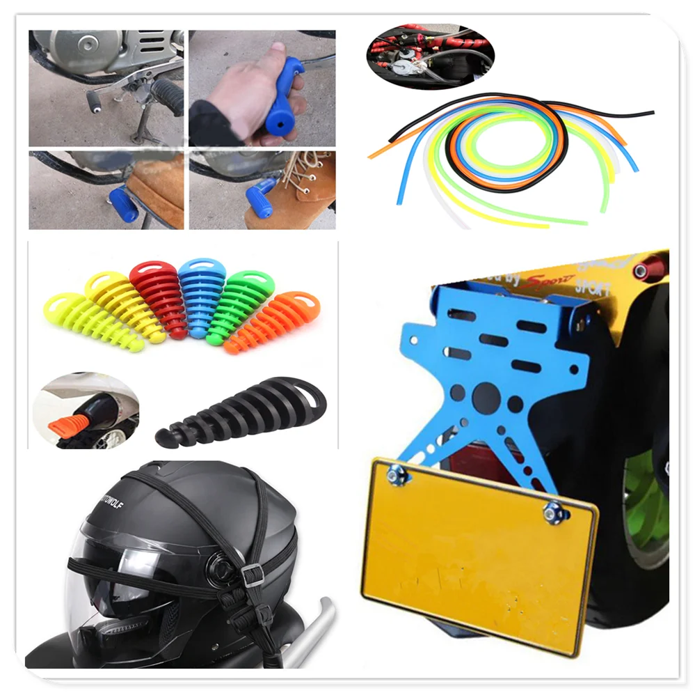 Мотоцикл номерной знак держатель переключения Чехлы шлем выхлопной трубы разъем