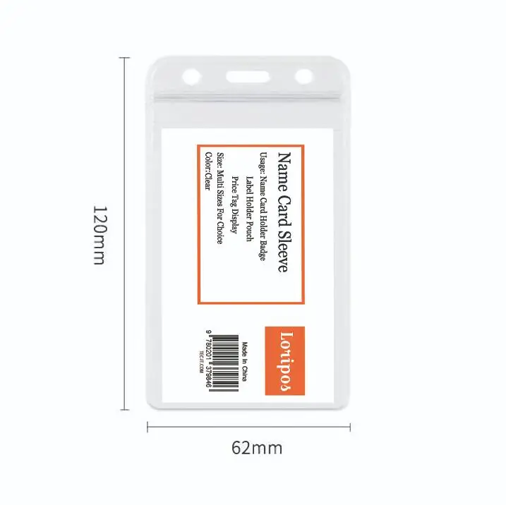 Горизонтальный прозрачный виниловый пластиковый держатель для удостоверения