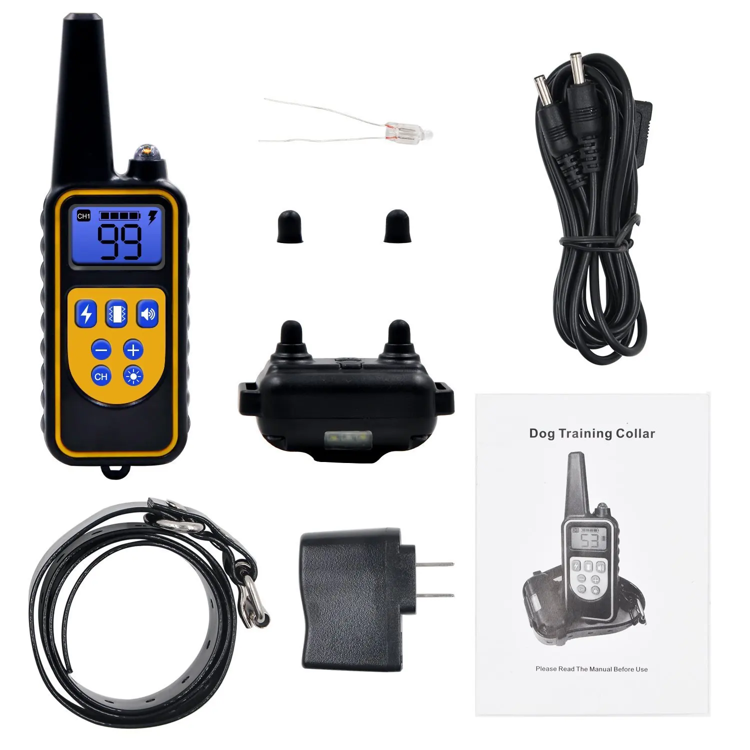 Collar el&eacute;ctrico de entrenamiento para perros, dispositivo resistente al agua, recargable, con Control remoto y vibraci&oacute;n LED, para dejar de ladrar-2