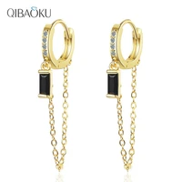 simple long tassel zircon earrings small ear buckle wild ear jewelry temperament korean hoop earrings for women