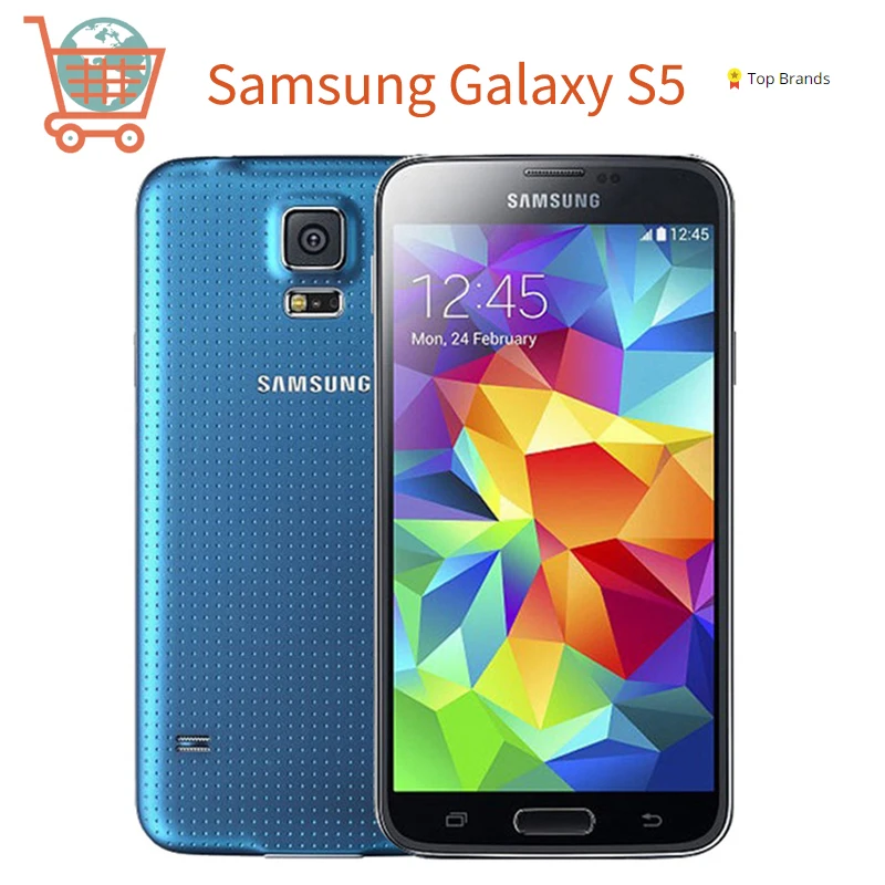 Фото Восстановленный телефон SAMSUNG Galaxy S5 разблокированный 3G и 4G 16MP камера GPS WIFI Android