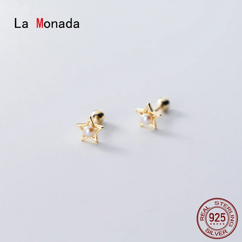 

La Monada Star Imitation Pearls Minimalist Sterling Silver Stud Earrings Women 925 Silver Jewelry Woman Earrings Stud Silver 925