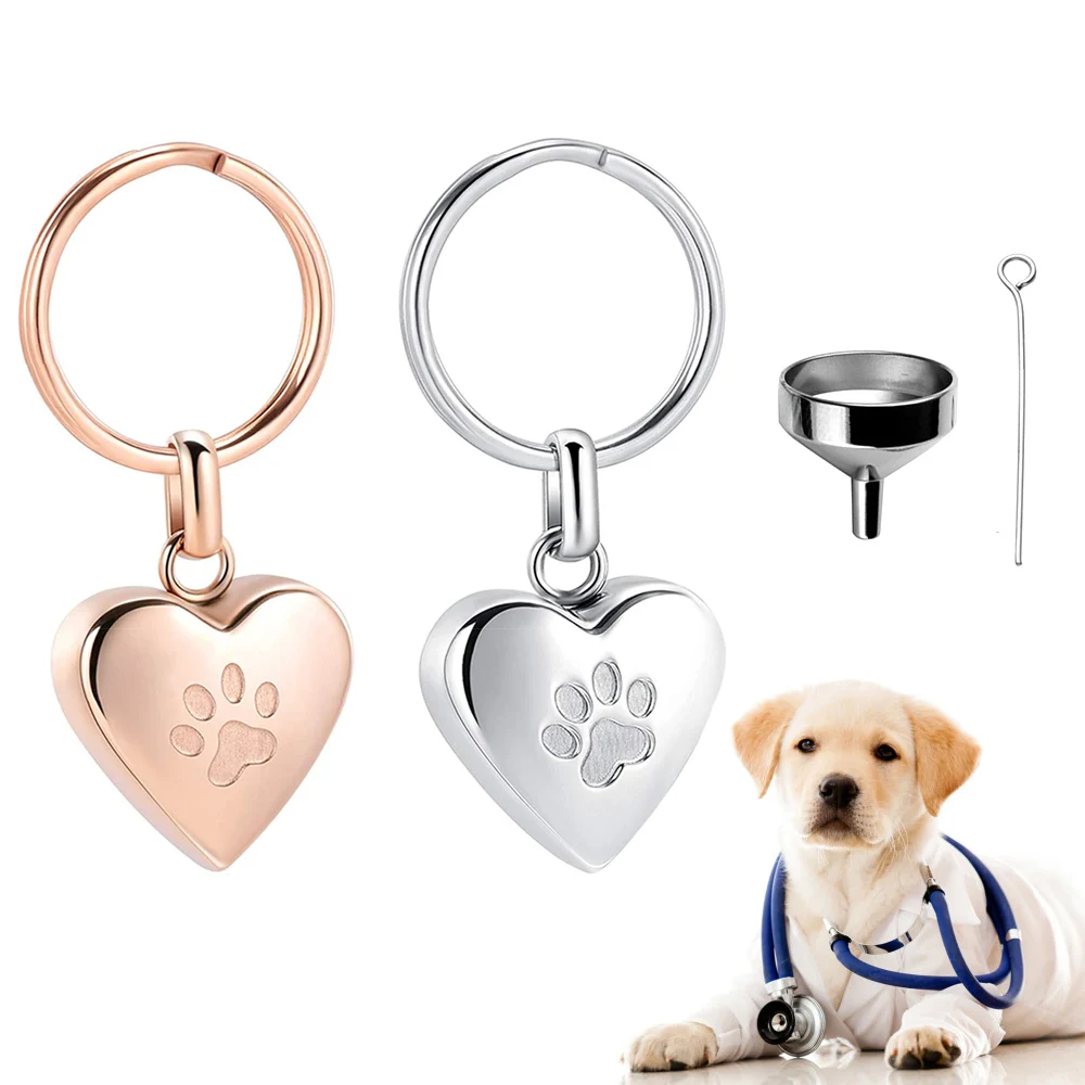

Stainless steel heart-shaped dog paw print pendant urn pendant exquisite cremation jewelry urn keepsake memorial animal