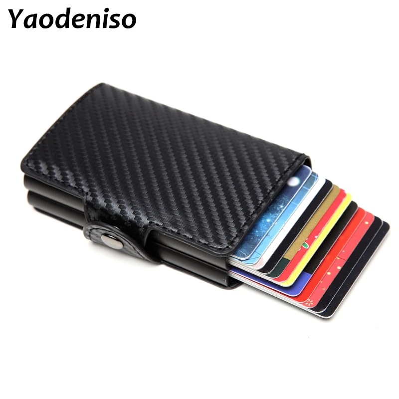 Мужской Двойной алюминиевый кожаный держатель для кредитных карт металлический