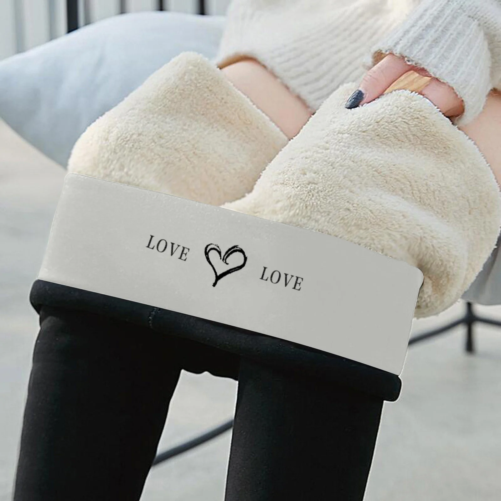 

Женские флисовые леггинсы с высокой талией и надписью Love