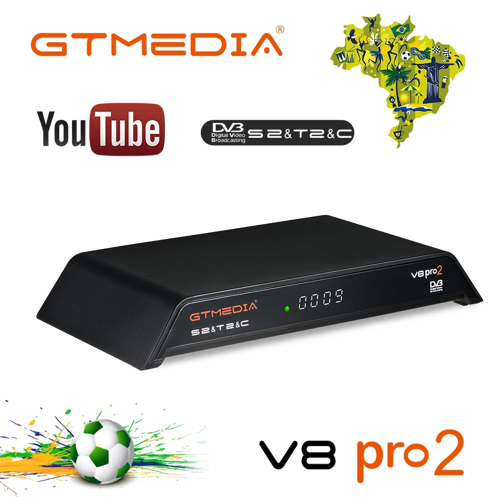 GTmedia V8 Pro 2 приемное устройство DVB-S2 DVB-C DVB-T2 Встроенный Wi-Fi, H.265 Поддержка IPTV PowerVu DRE и Biss key спутниковый ТВ приемник 1080P