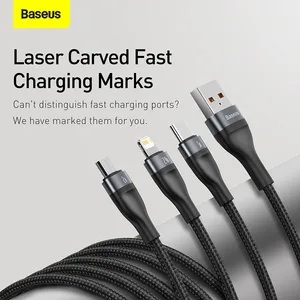 baseus 3 in 1 usb cable 5a type c cable for huawei samsung s20 redmi charging data cable for iphone x 11 pro max micro usb cable free global shipping