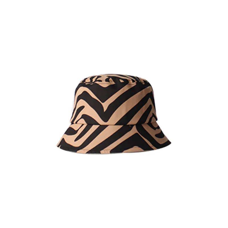 Women Men Summer Zebra Striped Print Bucket Hats Hip Hop Reversible Fisherman Caps