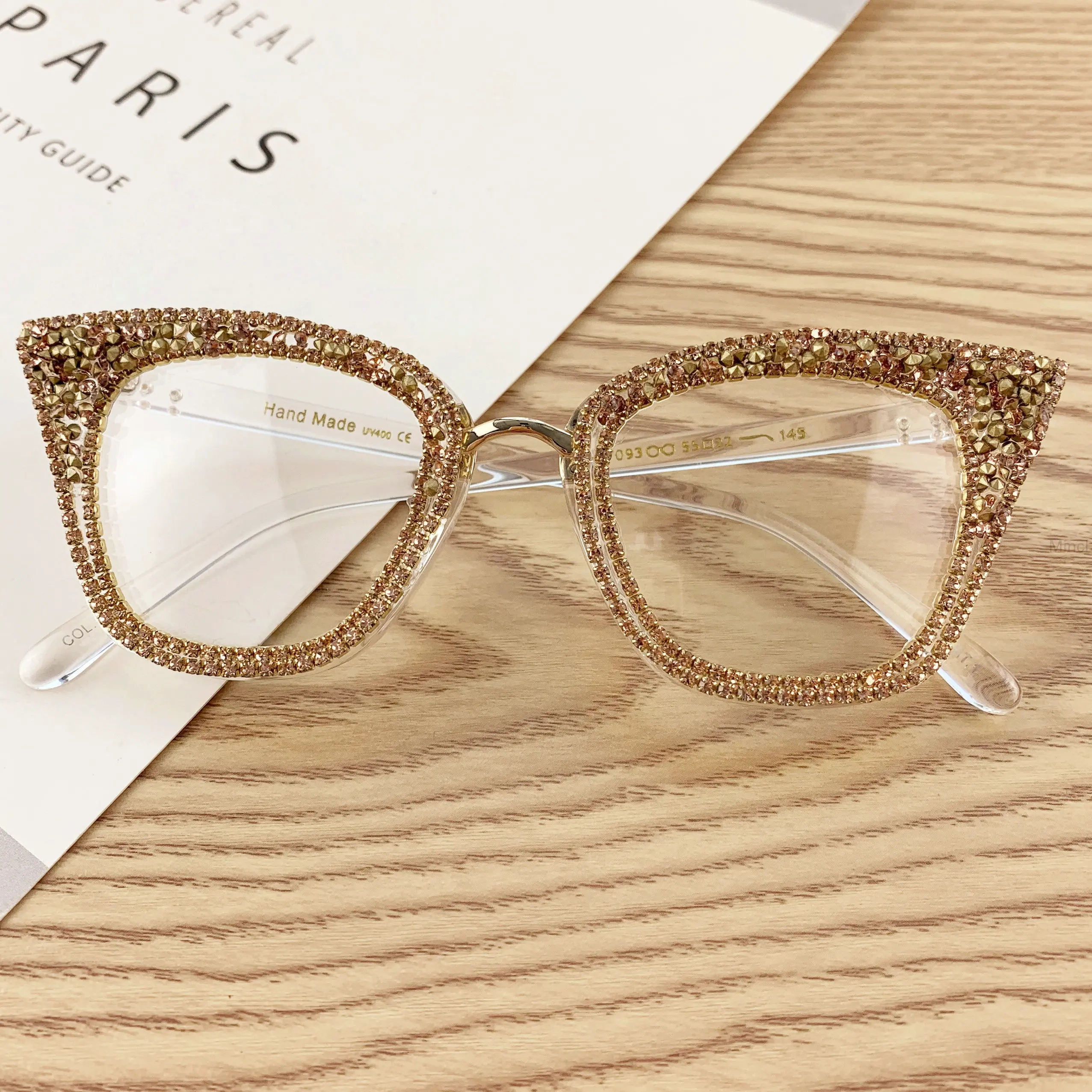 Новые модные золотые бриллиантовые очки Для женщин дизайнерские бренды люксовые