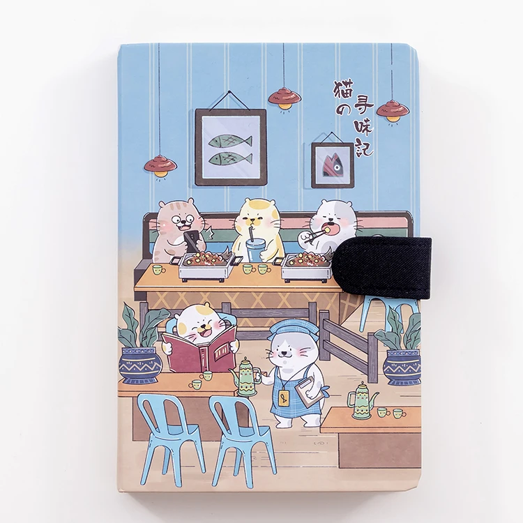 Kawaii записная книжка с магнитной пряжкой, записная книжка с милым котом, дневник с пулями, кавайные записные книжки, кавайные канцелярские школьные принадлежности