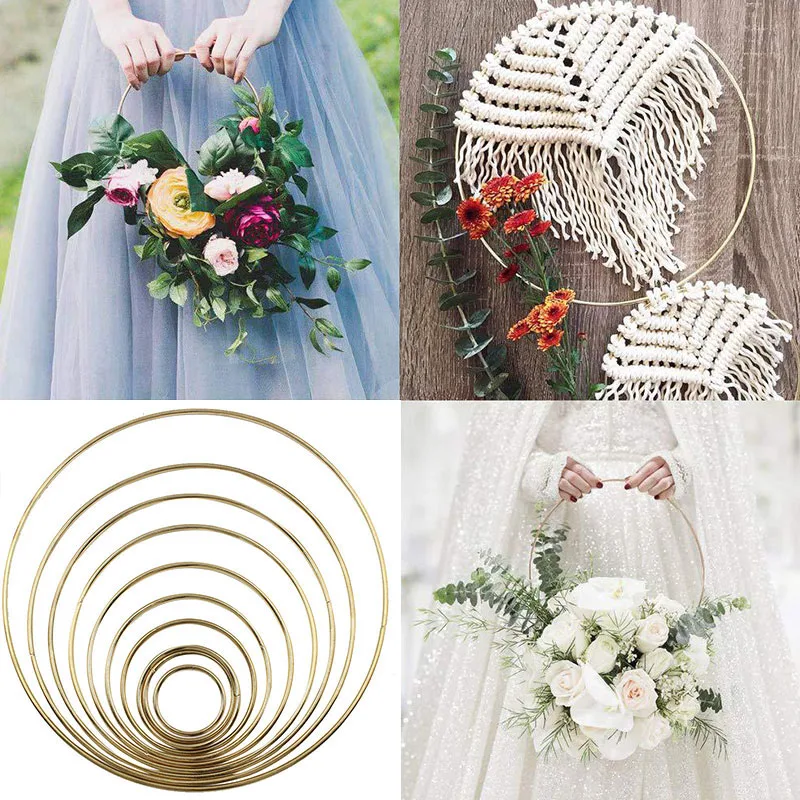 

Hoop Adjustable Circle Metallic Iron Ring Clothing & Accessories Golden Iron Ring Floral Wreath Bride Flowers Dream Catcher Hoop