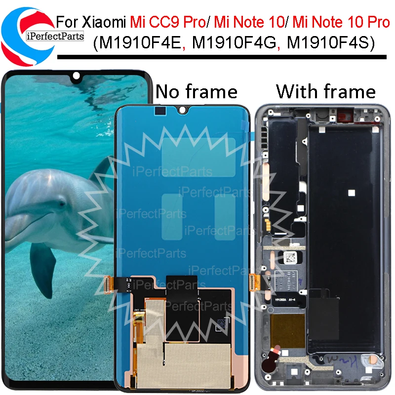 AMOLED дисплей для Xiaomi Mi Note 10 Pro ЖК с рамкой M1910F4G сенсорная панель экран дигитайзером