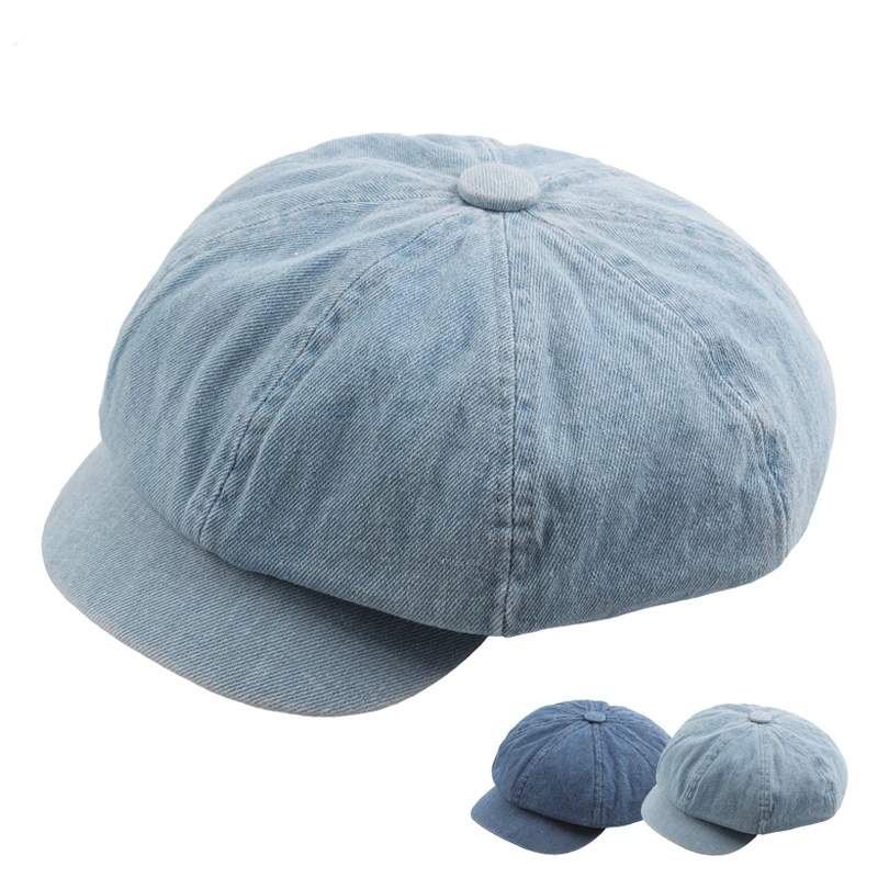 Джинсовая кепка газетчика Женская винтажная Кепка с фиксированными синими
