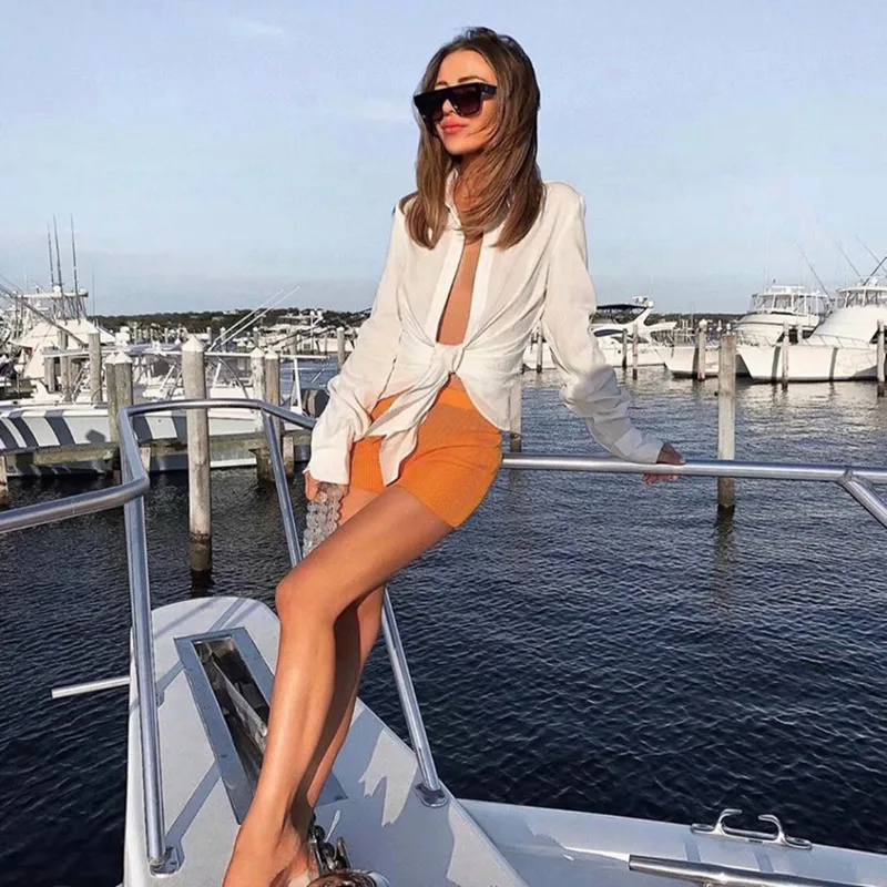 Блузка женская с длинным рукавом классическая белая офисная туника завязкой