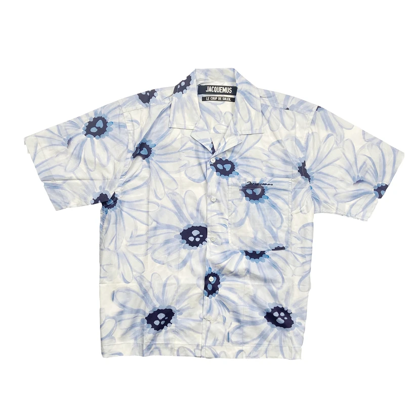 Мужская/женская рубашка с коротким рукавом цветочным принтом 1:1 | Мужская одежда