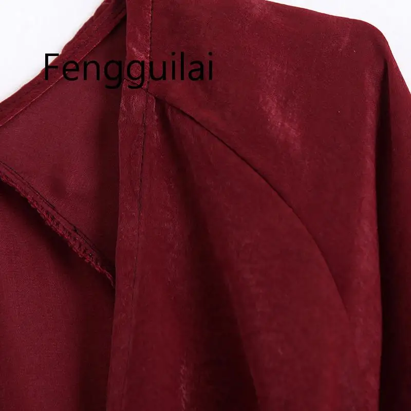 FENGGUILAI 2019 каскадные платья женские модные однотонные шелковые текстурированные