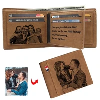 men engraved photo wallet high quality pu leather short wallet custom photo purse festival personalized gifts for men him