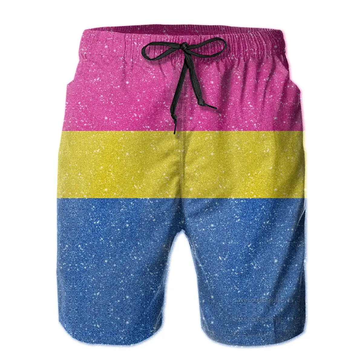 

Beach Breathable Quick Dry Humor Graphic R333 Casual Faux Glitter Pansexual Pride Flag Hawaii Pants