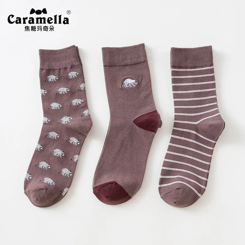 Caramella мужские хлопковые носки с вышивкой 3 пары/Лот|Мужские носки| |