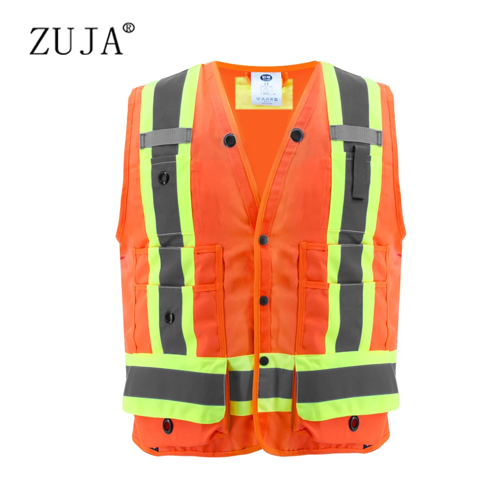 Защитный жилет ZUJA с высокой видимостью светоотражающая одежда оранжевый мужской
