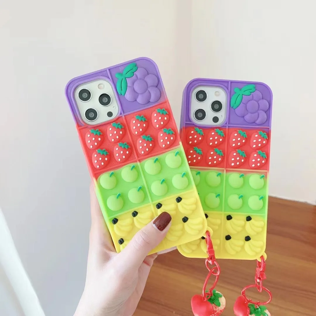 

Press Fruit Pop Toy Silicone Phone Case for Iphone 12 11 Pro Xs Max XR 8 7 Plus Shockproof Protective Decompression Bubble Cover