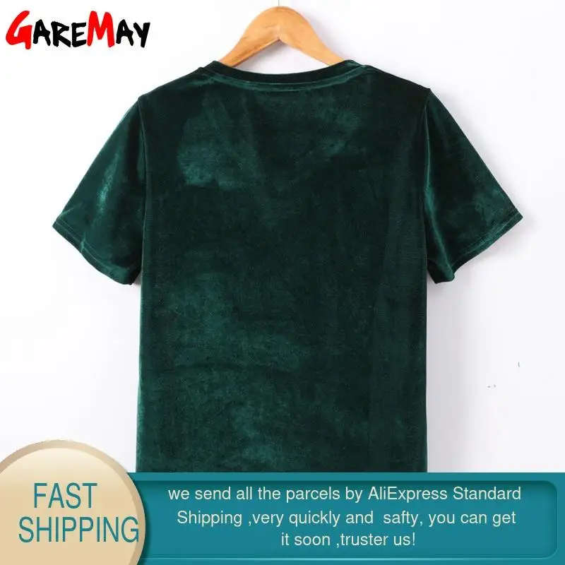 Женская бархатная футболка с v-образным вырезом GAREMAY тонкая летняя для женщин |