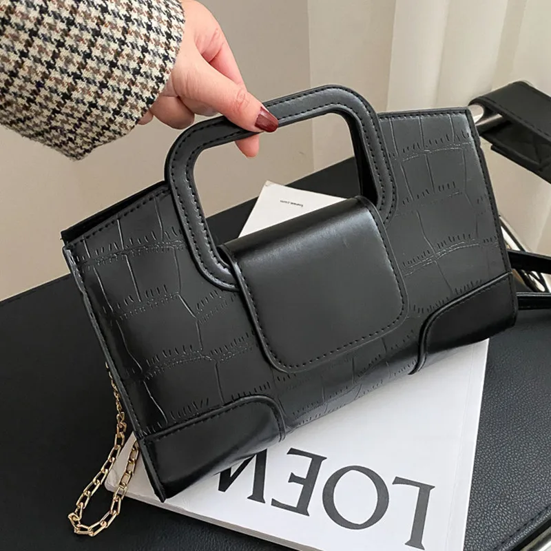 

Women's Handbag Crocodile Pattern Tote Small Square Bag 2020 New Luxury Chain Shoulder Messenger Bag Female Black Crossbody Bag