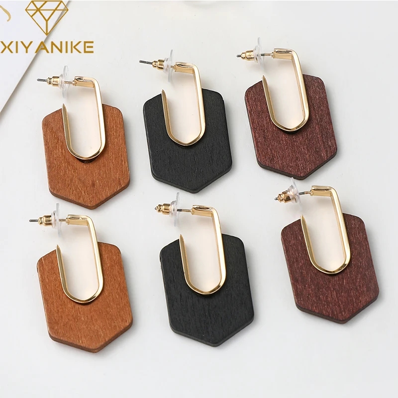 Женские Висячие серьги XIYANIKE большие квадратные геометрические ручной работы из