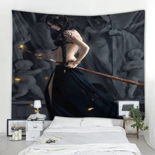 Ghost blade por wlop fundo dos desenhos animados decoração pendurado pano pendurado dormitório quarto sala de estar pano tapeçaria (2)