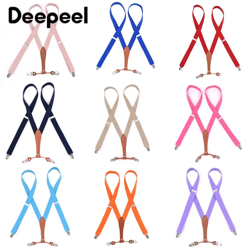 

Deepeel 1pc 2.5*115cm High-quality Polyester Elastic Strap 4 Clip Adjustable Suspenders Suit Trousers Braces Suspender Accessory