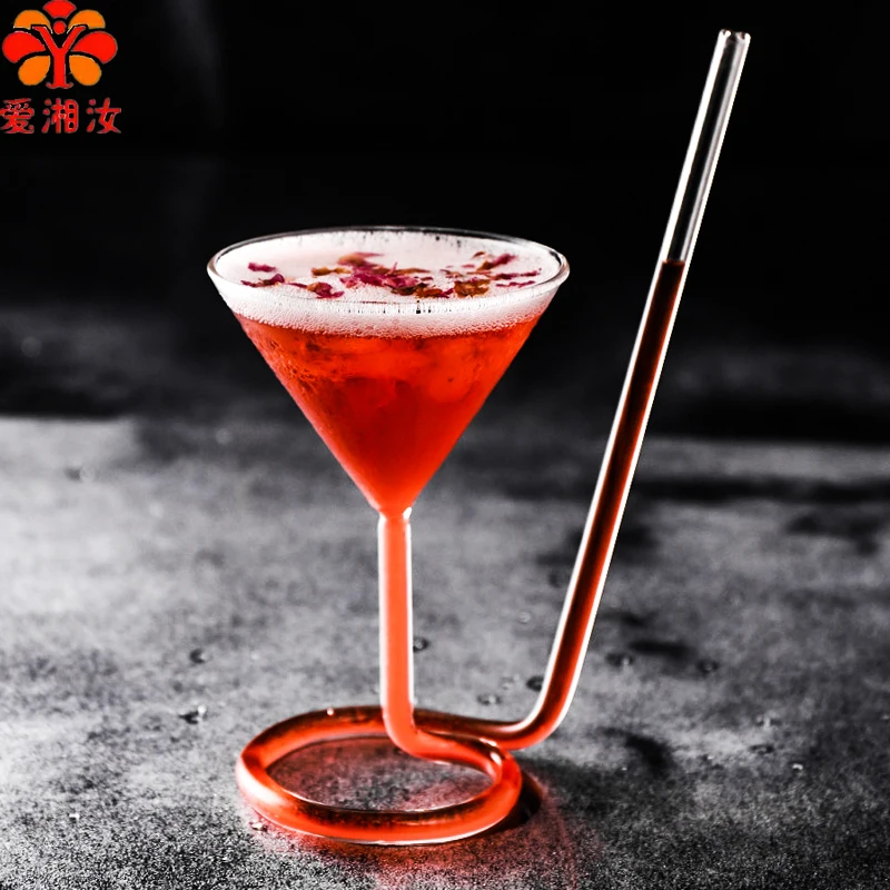 

Aixiangru Creative Rotating Martini Glass Spiral Vampire Cup Straw Cup Long Tail Cocktail Cup Molecular Wine Cup