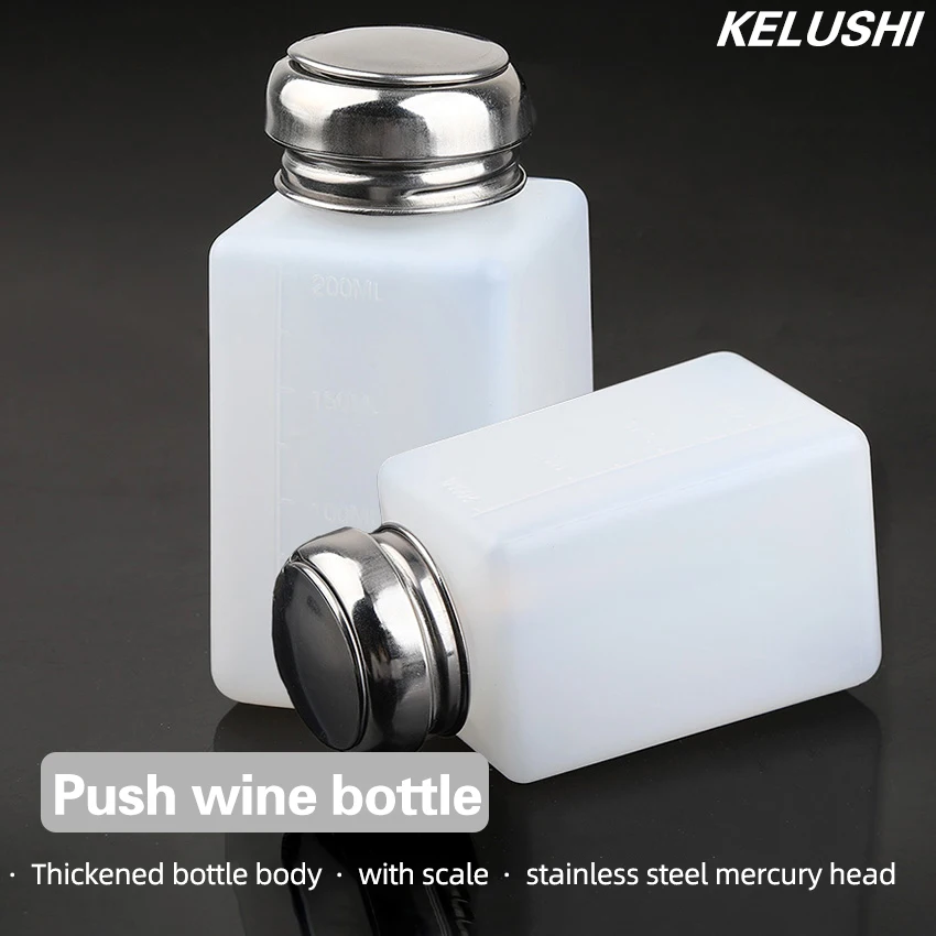 Clean Remover Alcohol Liquid Containers Bottle With Stainless Steel Leak Proof Pump Cap Plastic Empty Bottle 200ML 5 Pcs