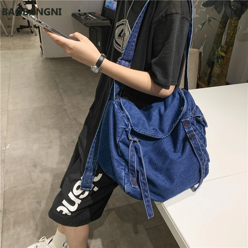 Big Capacity Solid Color Canvas Bag Female Messenger Bag For Women Shoulder Bag  Designer High Quality Crossbody Bag Sac A Main