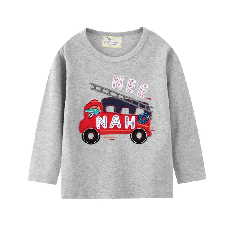 

Хлопковая футболка с длинным рукавом для мальчиков, брендовые Детские топы с мультяшными машинками, футболки на весну и осень, детская одеж...