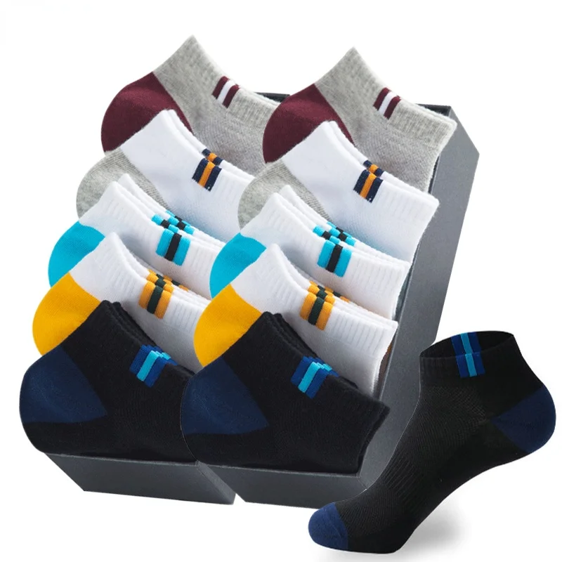 

High Quality Men Ankle Cotton Socks Breathable Sports Socks Mesh Casual Athletic Summer Thin Cut Short Plus Size 38-48