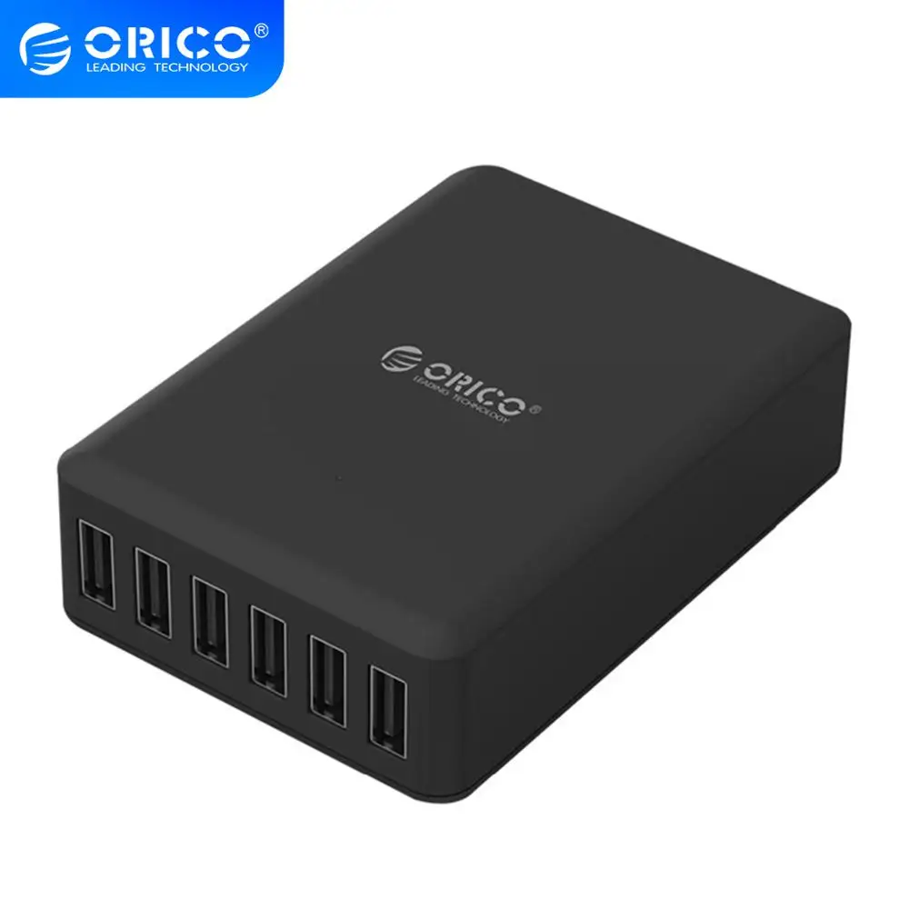 ORICO 6 портов 5V2.4A 50 Вт макс. выход настольное умное USB зарядное устройство мобильный