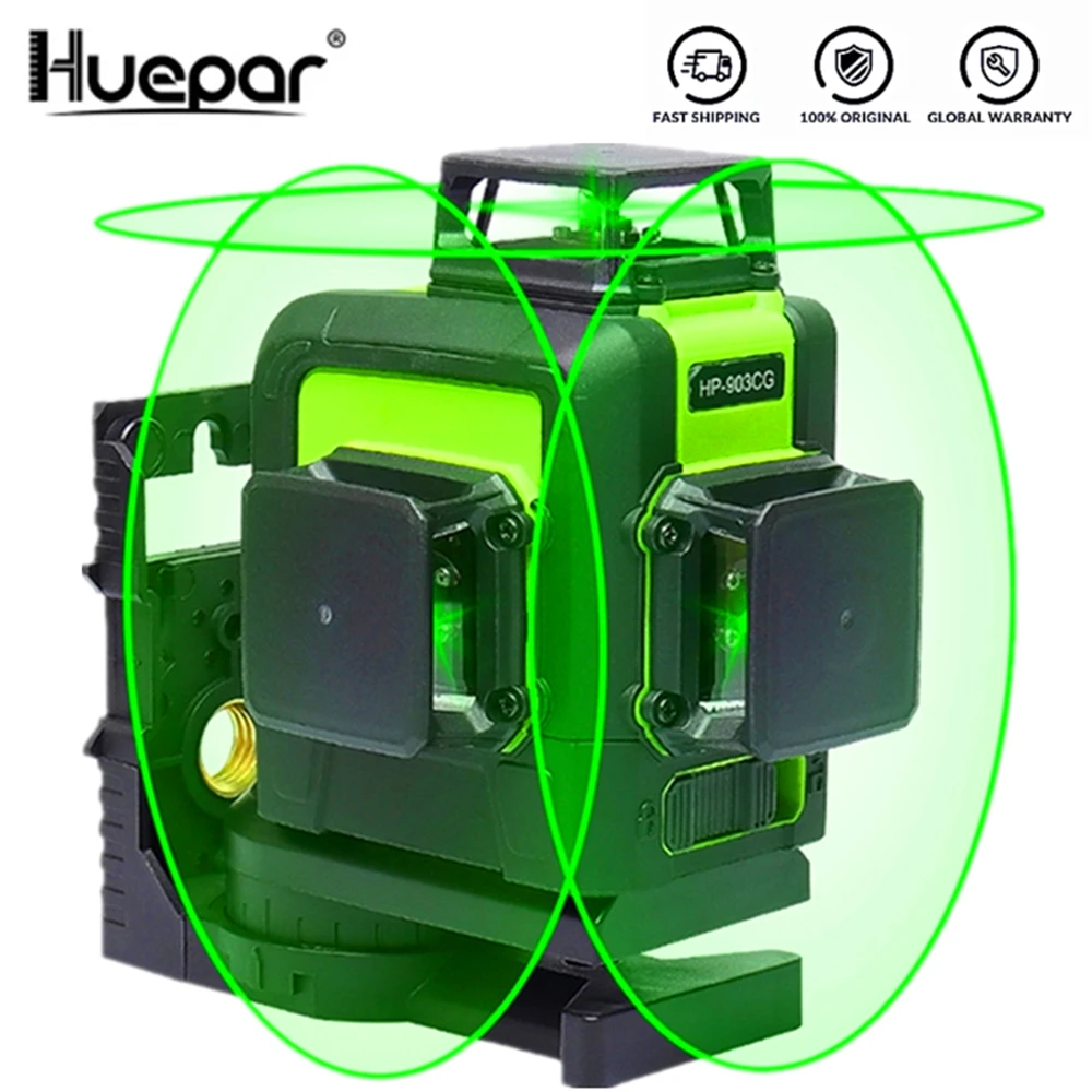 Hueapr лазерный уровень 3D 12 линий 360 градусов самонивелирующийся инструмент зеленый