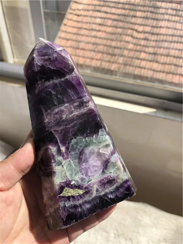 

0.9kg Natural purple fluorite Quartz Points Healing gemstone Wands tower For Decoration