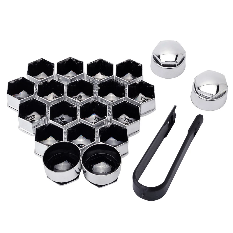 NS Modify 20pcs 17mm Car Tyre Wheel Hub Covers Wheel Nut Bolt Head Cover Cap Locking Caps For Audi A4 A5 A6 Q3 Q5