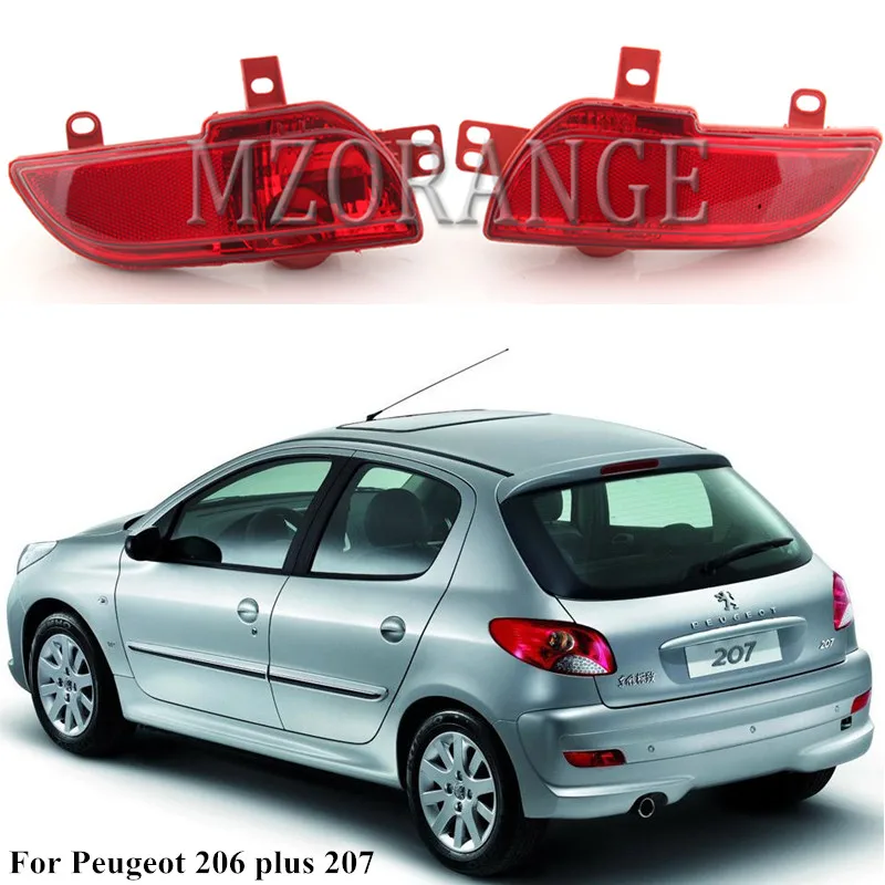 Задний бампер светильник для peugeot 206 плюс 207 Hatchback Sedan задний противотуманный фонарь отражатель Предупреждение сигнальная лампа красного цвета автомобильные аксессуары
