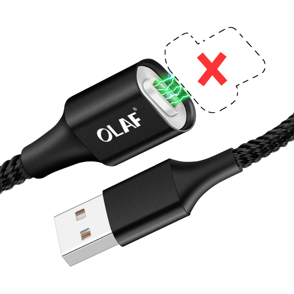 Магнитный Micro USB кабель Олаф для samsung Galaxy Note 8, кабель Micro USB для быстрой зарядки для Xiaomi Redmi Note 5 QC 3,0, USB кабели - Цвет: Only Cable Black