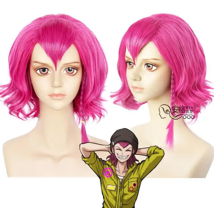 

Парик для косплея из аниме «данганронпа V3», термостойкий, короткий, невероятно розовый, для косплея Kazuichi Souda