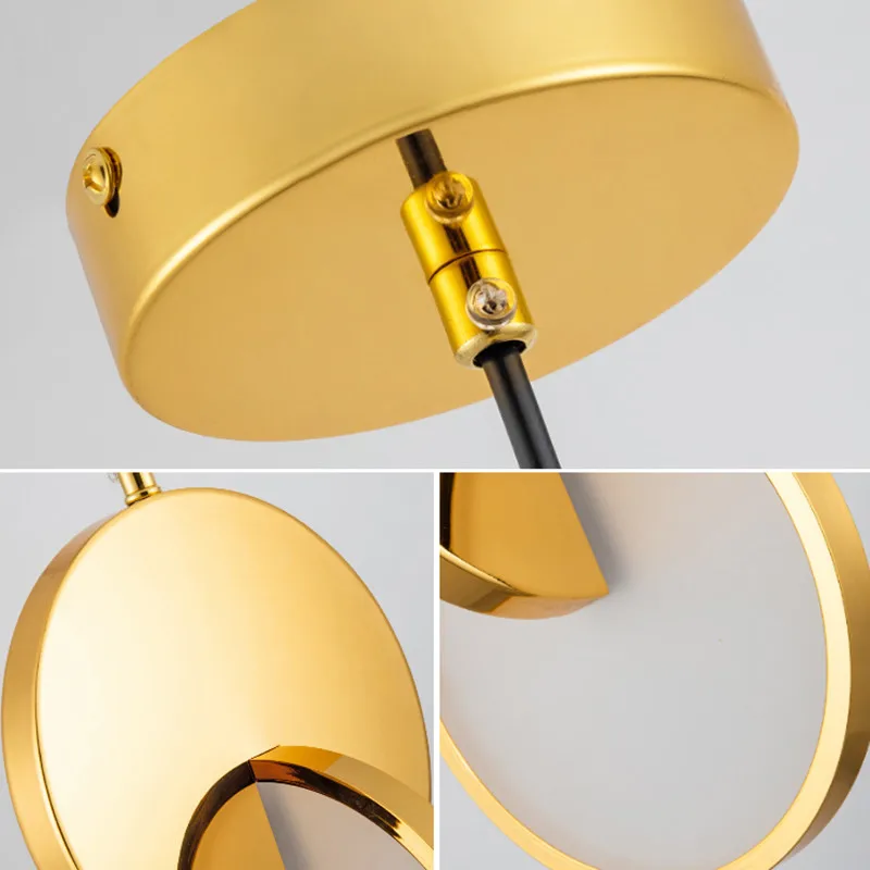 

Modern silver pendant lights Geometric Eclipse Circle Iron ring pendant light Dining Room Indoor Bar bedroom lights hanging