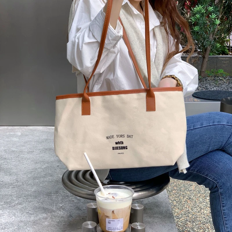 

Shoulder Bag Female Crossbody Bag Women Designer Handbag Purse Drawstring Women Bag Fashion 2021 New Simple Canvas High Capacity