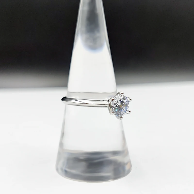 

925 Sterling Silver Women's 6 Claw Ring Zircon Inlaid Quality Romantic Girlfriend Birthday Engagement Jewelry Gift Co