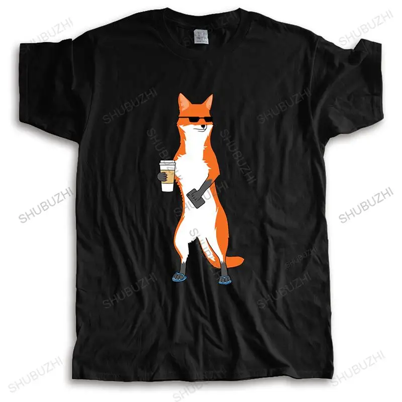 

Kühlen Fuchs Männlichen Funky Slim Fit teehirts Rundhals Sommer Herbst Baumwolle T-shirts Normalen Kurzarm Kleidung Hemd