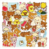103050pcs cute cartoon brown bear little yellow duck laptop graffiti suitcase guitar kids toys decorative stickers wholesale
