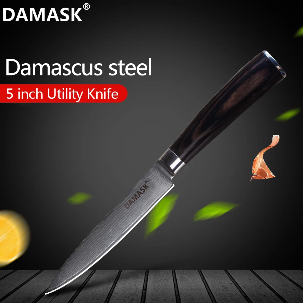 Damask Дамасские Ножи 5-дюймовый Многофункциональный кухонный нож цветная